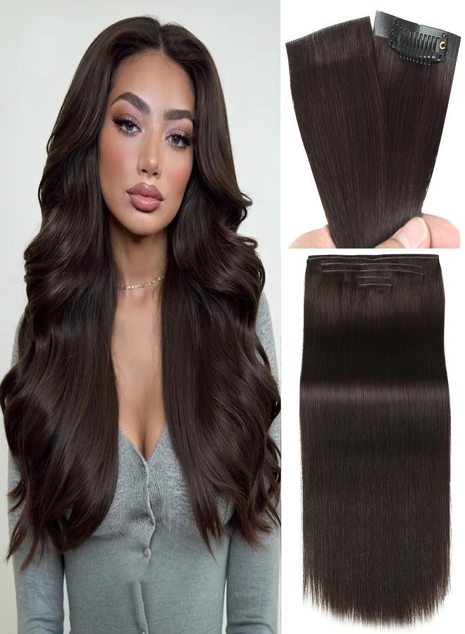 Quantum Love Invisi Edge Clip in Hair Extensions Human Hair 18Inch 110g Seamless Clip in Hair Extensions 7Pcs 14Clips Invisible PU Skin Weft Brown Remy Human Hair Extensions - Image 1